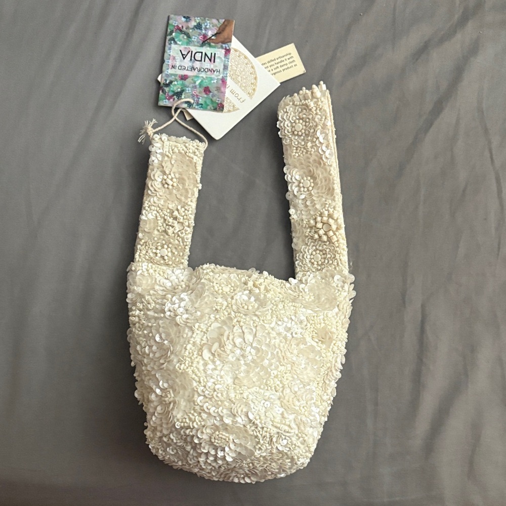 NWT From India to you -Women's Cream Sequin Bag